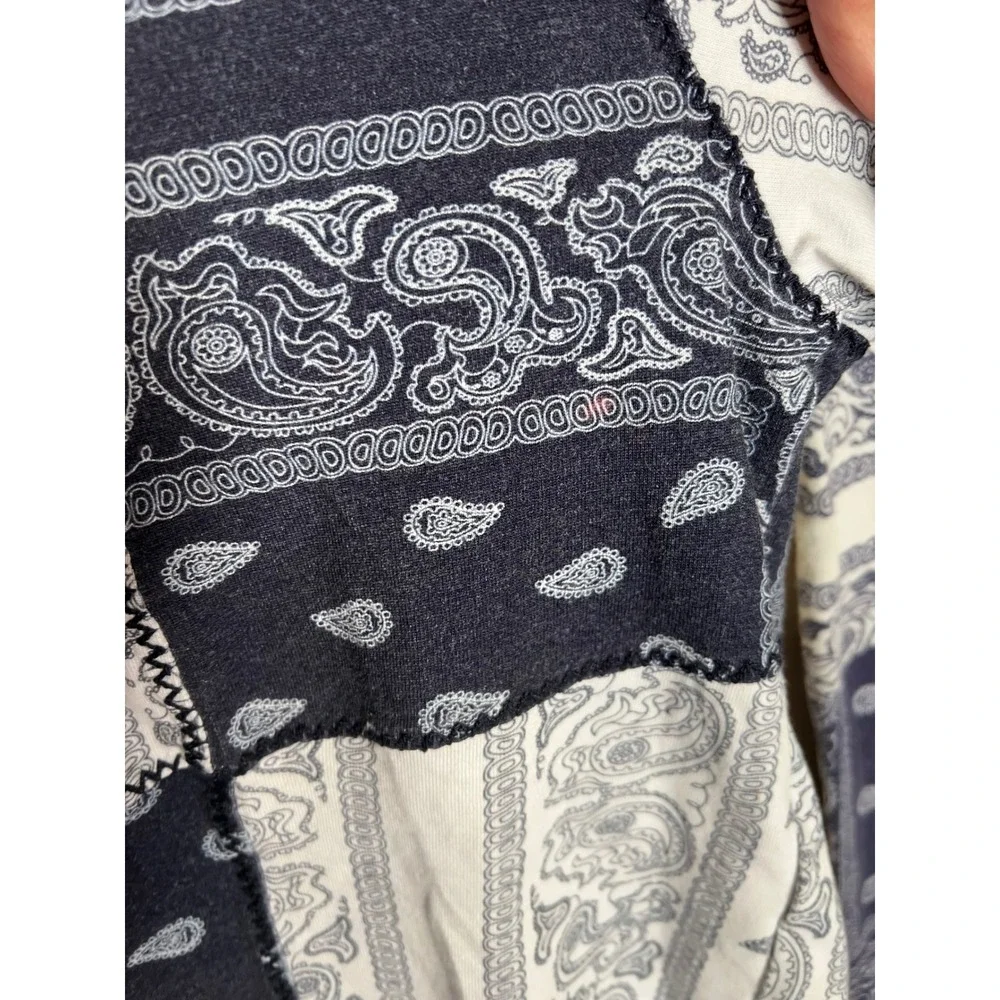 Alice + Olivia Navy White Bandana Elina Paisley Patchwork Pajama Set Boho XS
